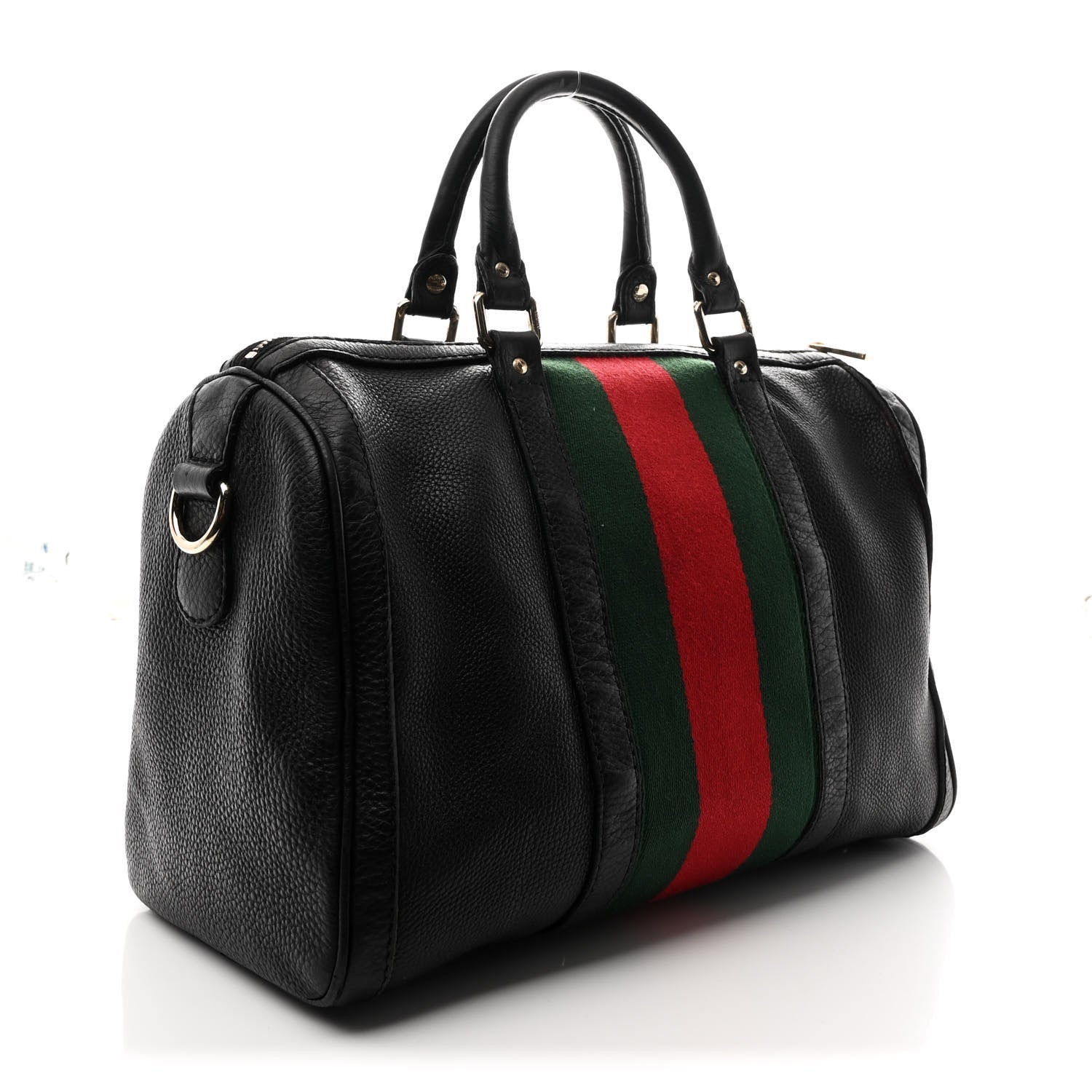 Gucci Calfskin Vintage Web Medium Boston Black 3 of 13