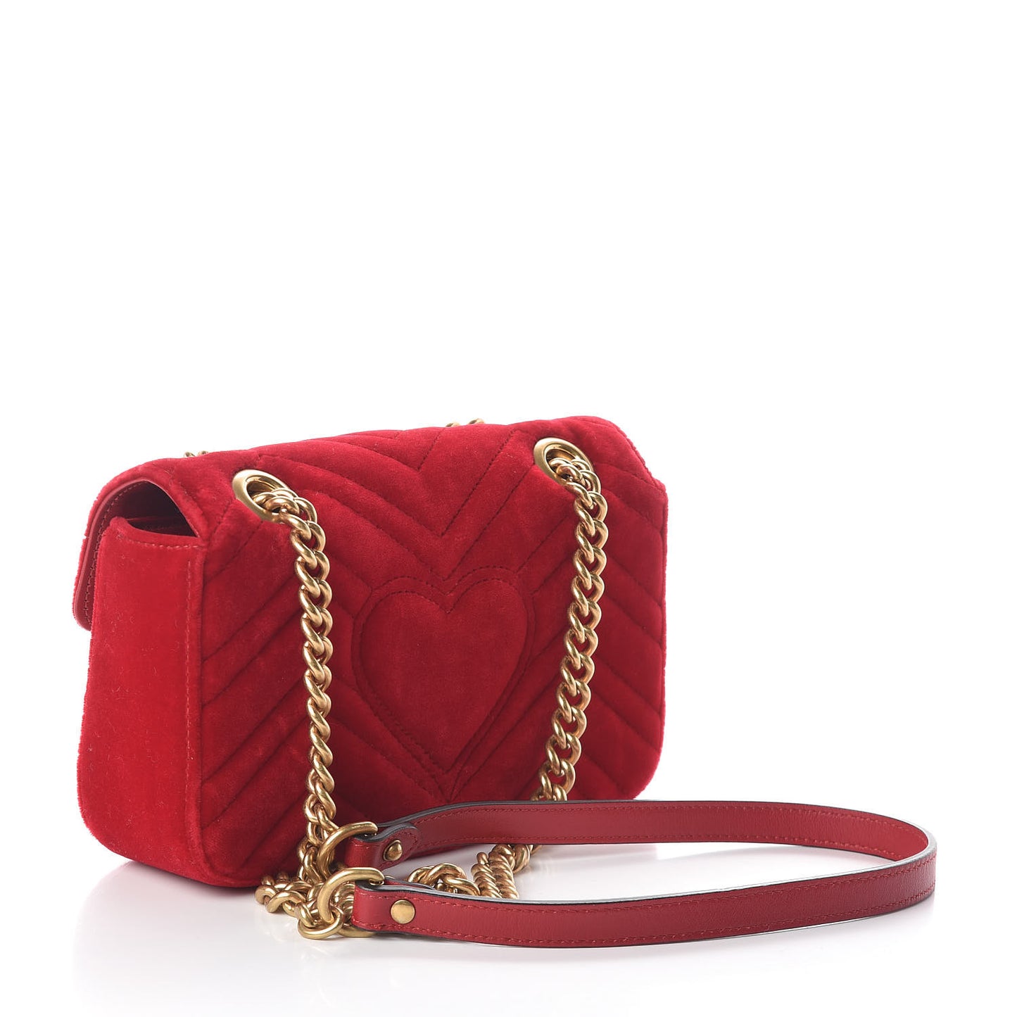 Velvet Matelasse Mini GG Marmont Shoulder Bag Hibiscus Red