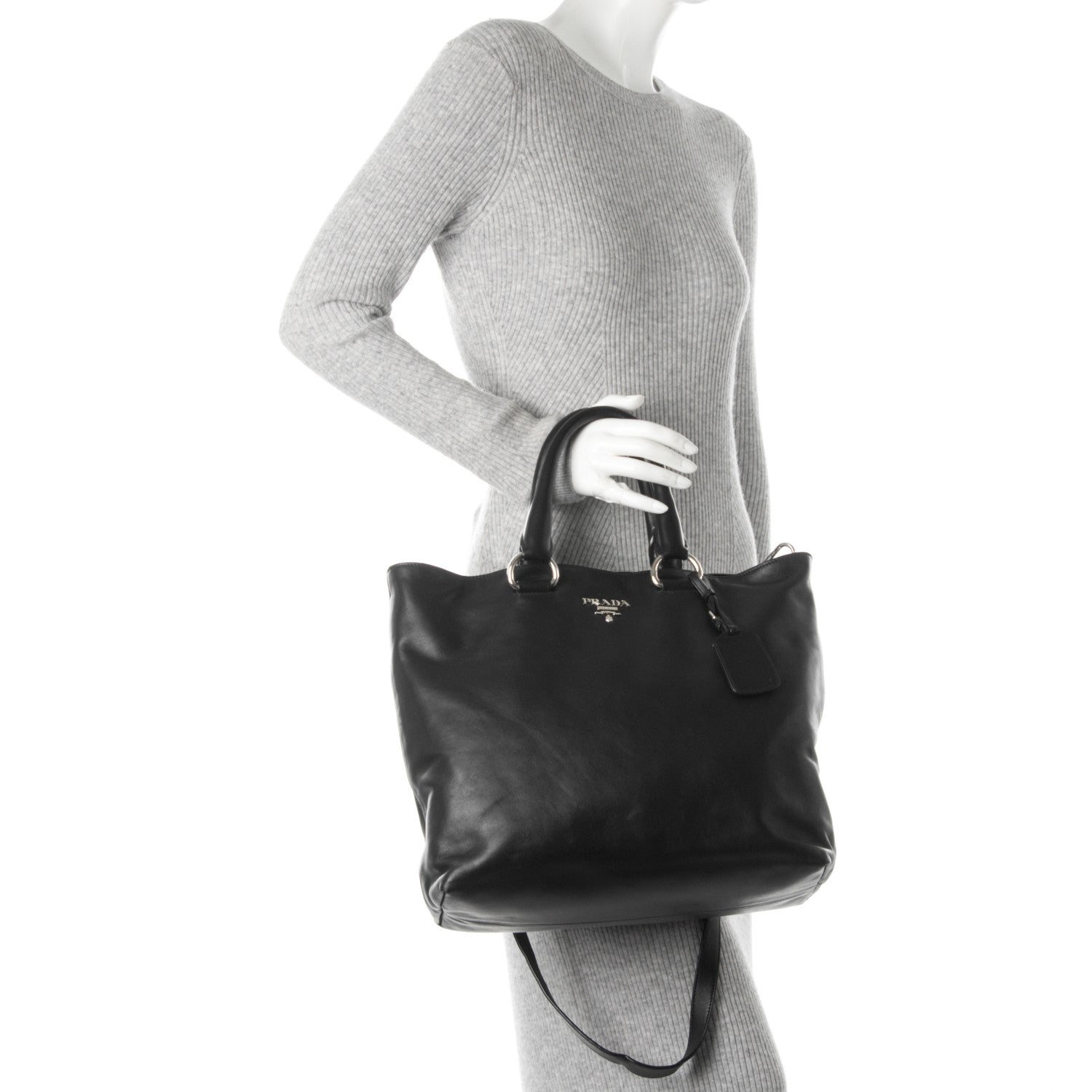 Prada Soft Calf Shopping Tote Nero Black 3 of 8