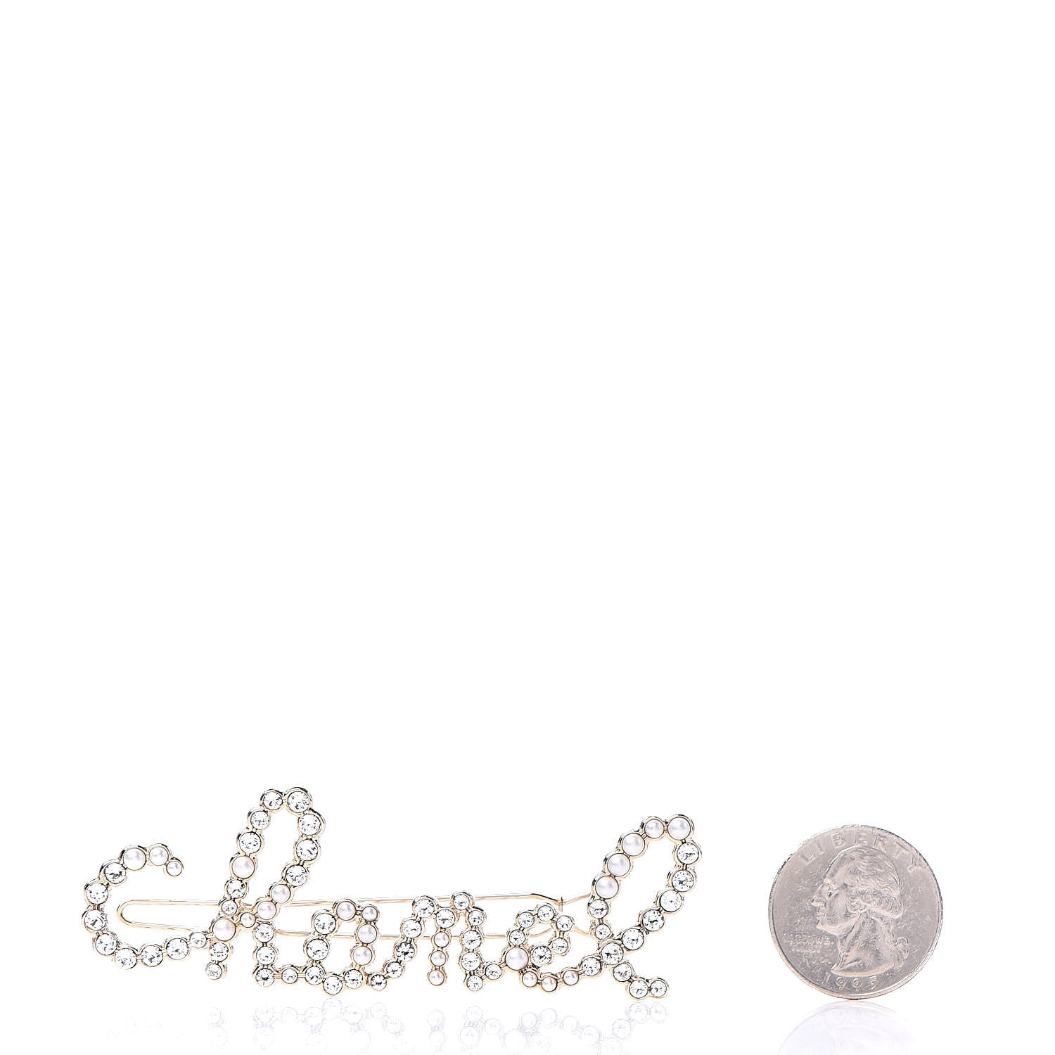 Chanel Metal Glass Swirling Pearls Hair Clip Gold 2 of 4
