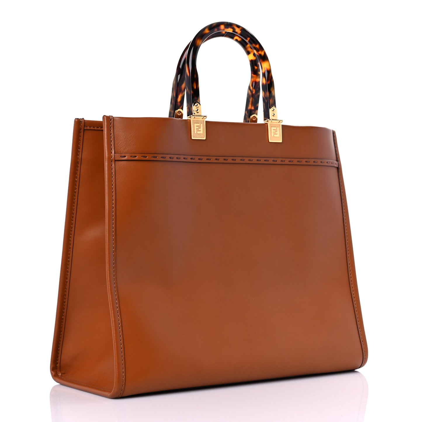 Vitello King Plexiglass Medium Fendi Sunshine Shopper Tote Cuoio