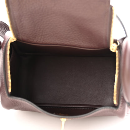 Hermes Taurillon Clemence Mini Lindy 20 Rouge Sellier 4 of 10