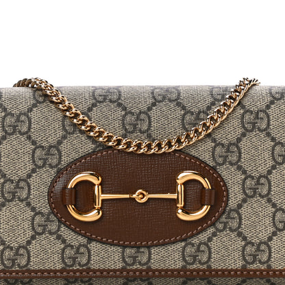 Gucci GG Supreme Monogram Azalea Calfskin Horsebit 1955 Wallet On Chain Beige Ebony Brown Sugar 8 of 11