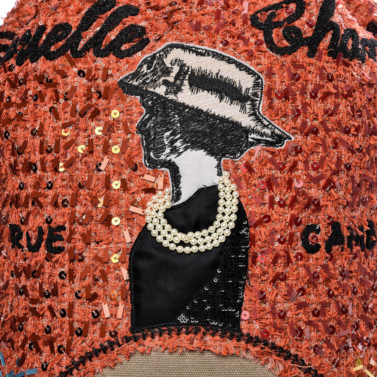 Chanel Tweed Sequins Embroidered Cubano Trip Backpack Orange Coral 8 of 8
