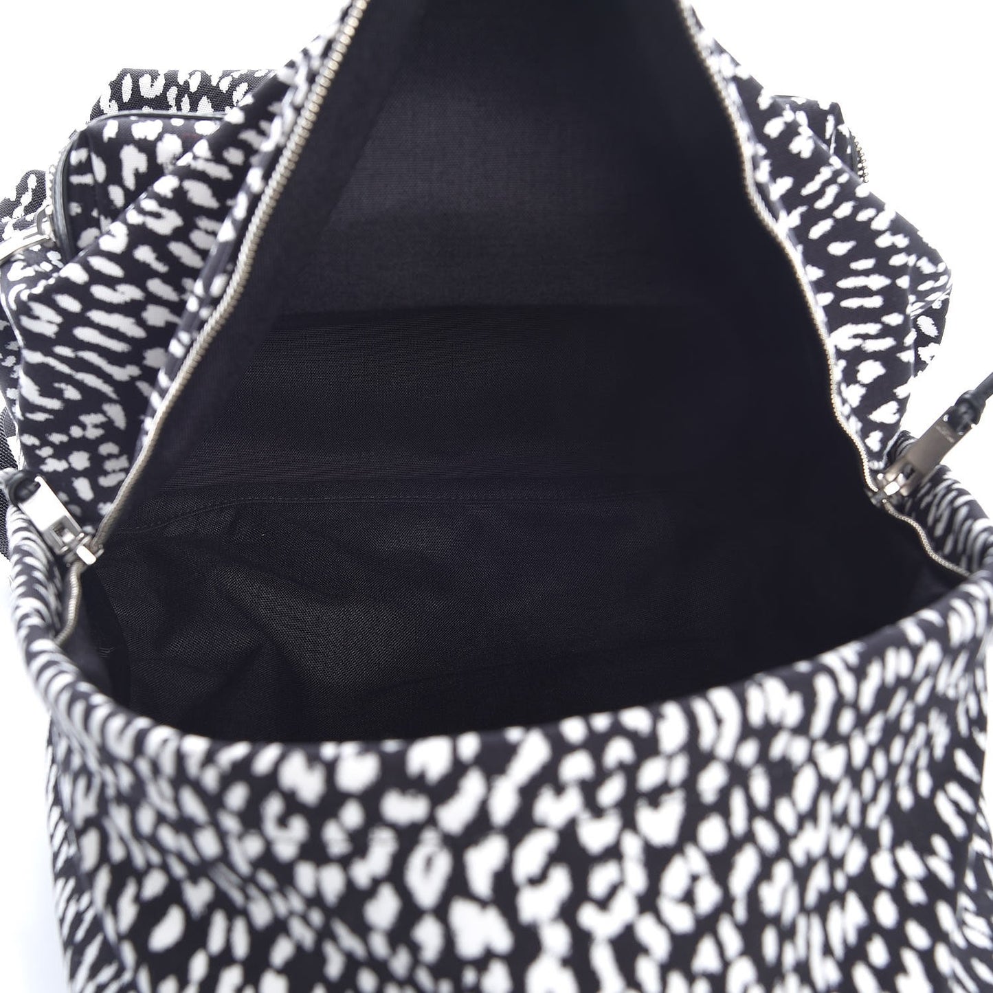 Printed Canvas Leopard Print Hunting Backpack Black White