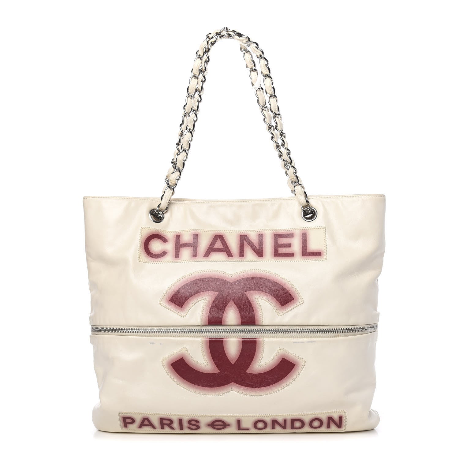 Chanel Calfskin Large Expandable Paris London Tote Bag White 1 of 17