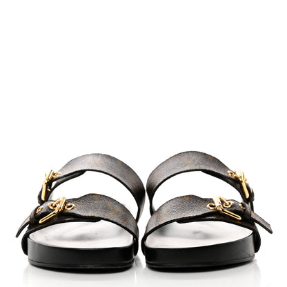 Louis Vuitton Monogram Bom Dia Mule Sandals 37.5 Black 2 of 9