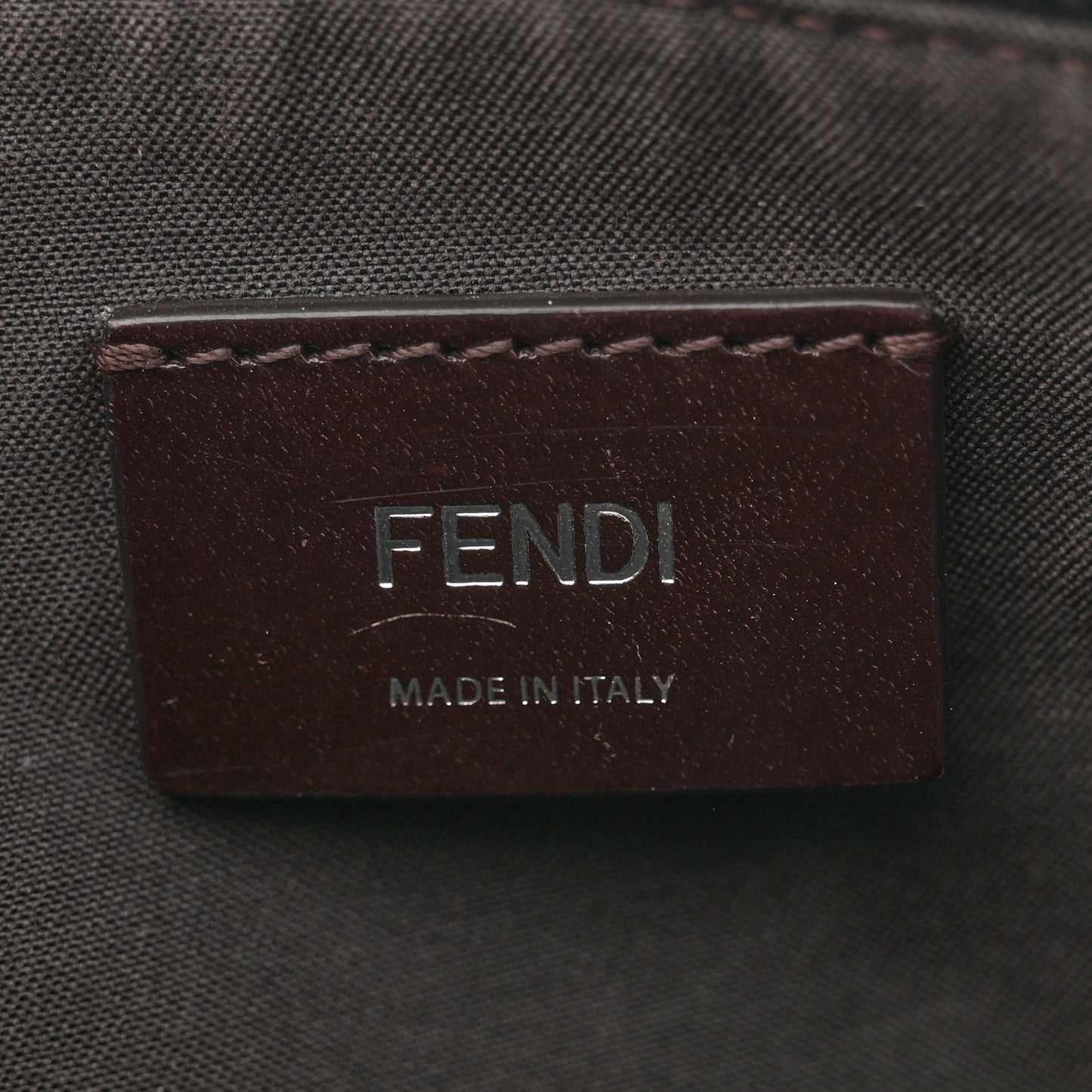 Glazed Fabric Vitello Century FF 1974 Stamp Patch Mens Pocket Belt Bag Mogano Panna Black