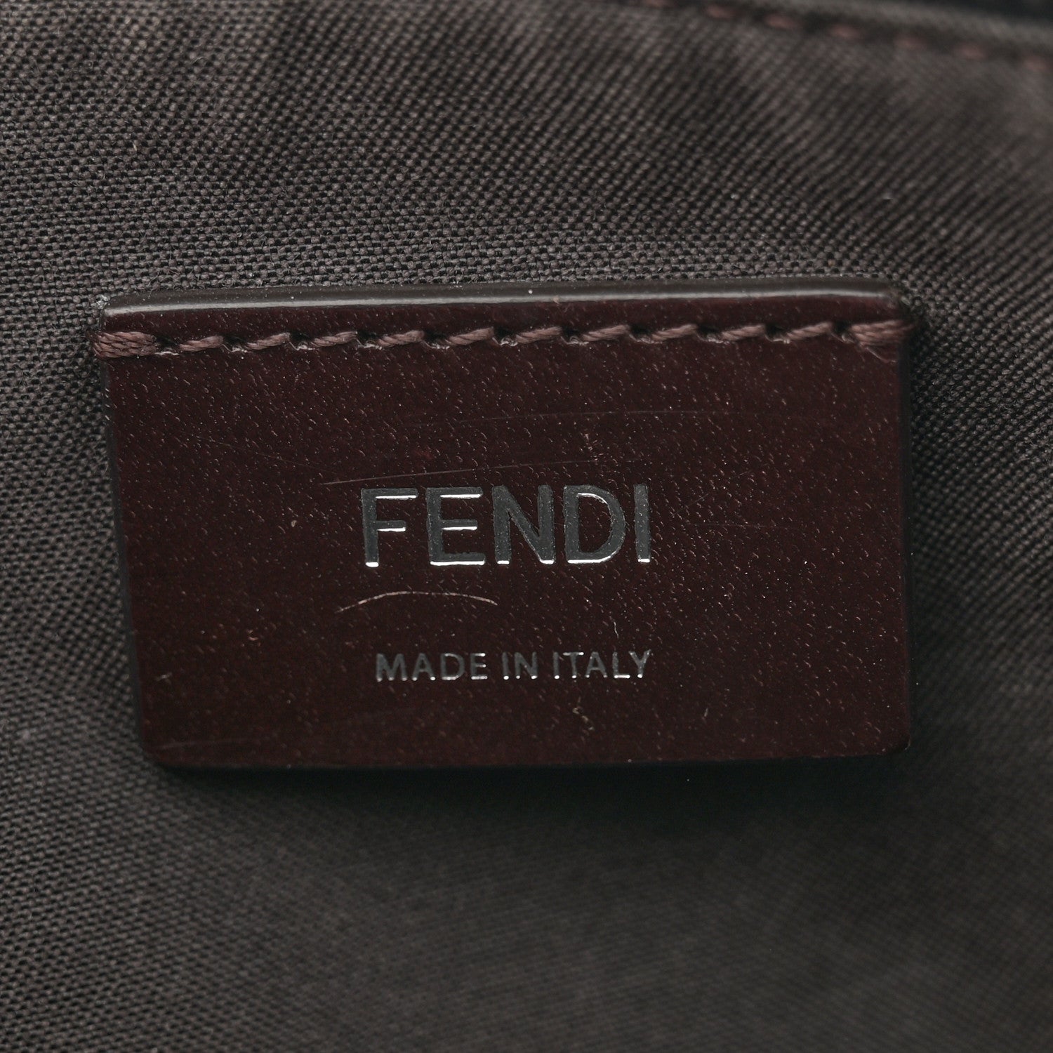 Fendi Glazed Fabric Vitello Century FF 1974 Stamp Patch Mens Pocket Belt Bag Mogano Panna Black 6 of 10