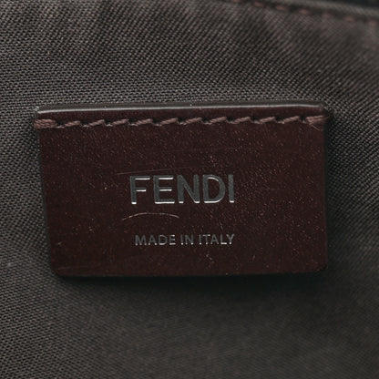 Fendi Glazed Fabric Vitello Century FF 1974 Stamp Patch Mens Pocket Belt Bag Mogano Panna Black 6 of 10