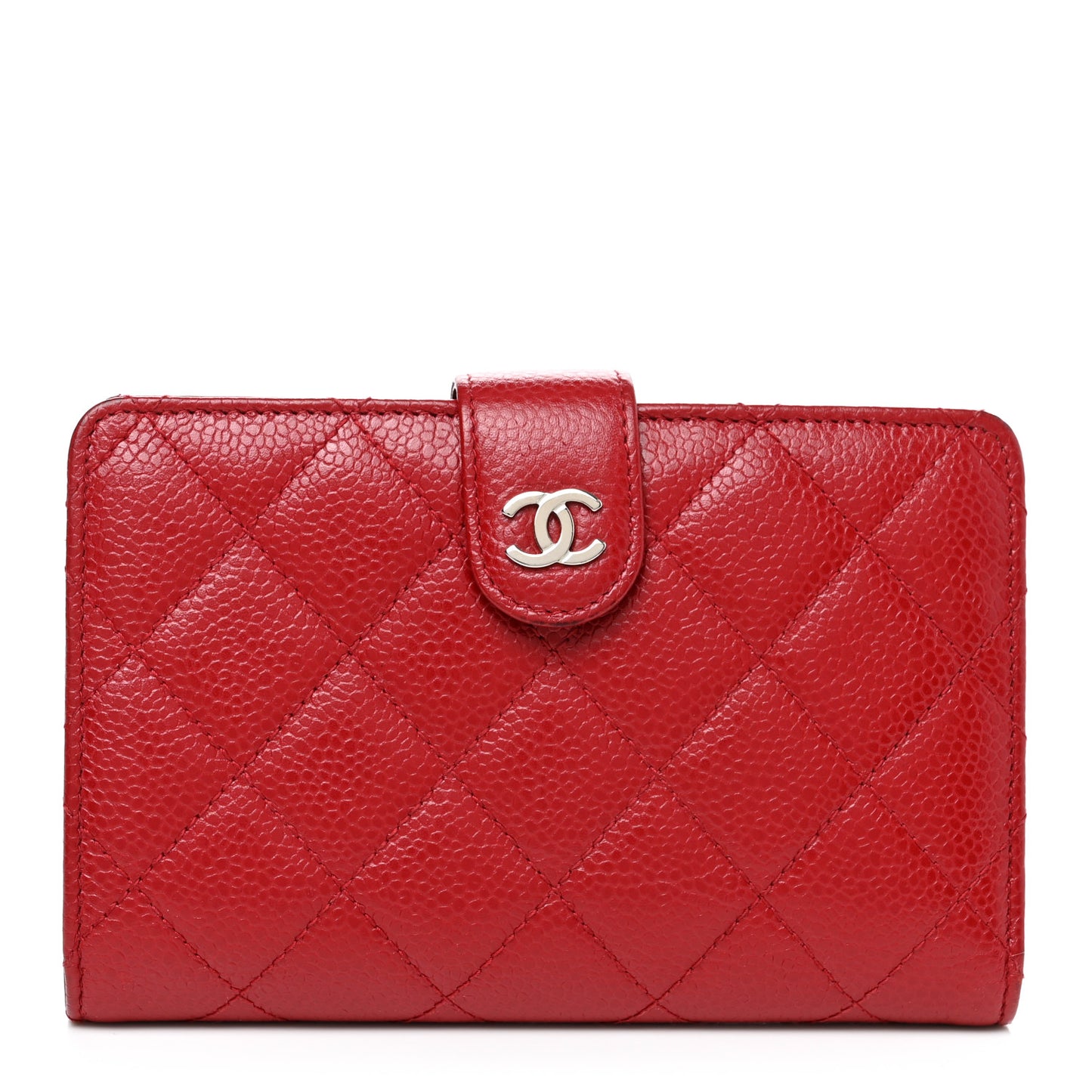 Caviar Quilted Zipped Pocket Wallet Red