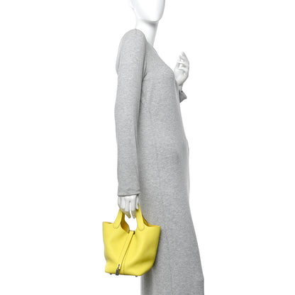 Hermes Taurillon Clemence Picotin Lock 18 PM Lime 2 of 15