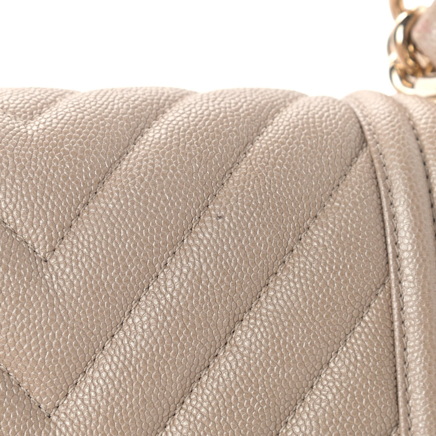Caviar Chevron Quilted Small Boy Flap Dark Beige