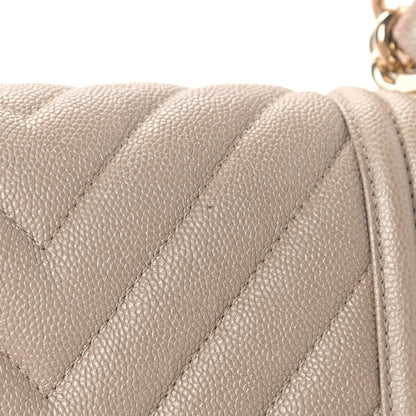 Chanel Caviar Chevron Quilted Small Boy Flap Dark Beige 10 of 14