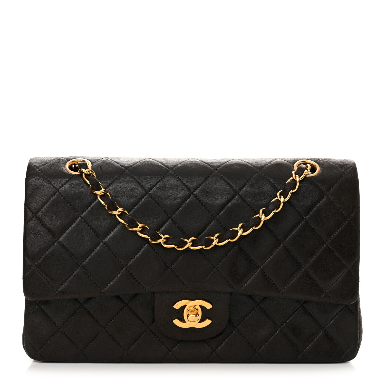 Chanel Lambskin Quilted Medium Double Flap Dark Brown 1 of 15