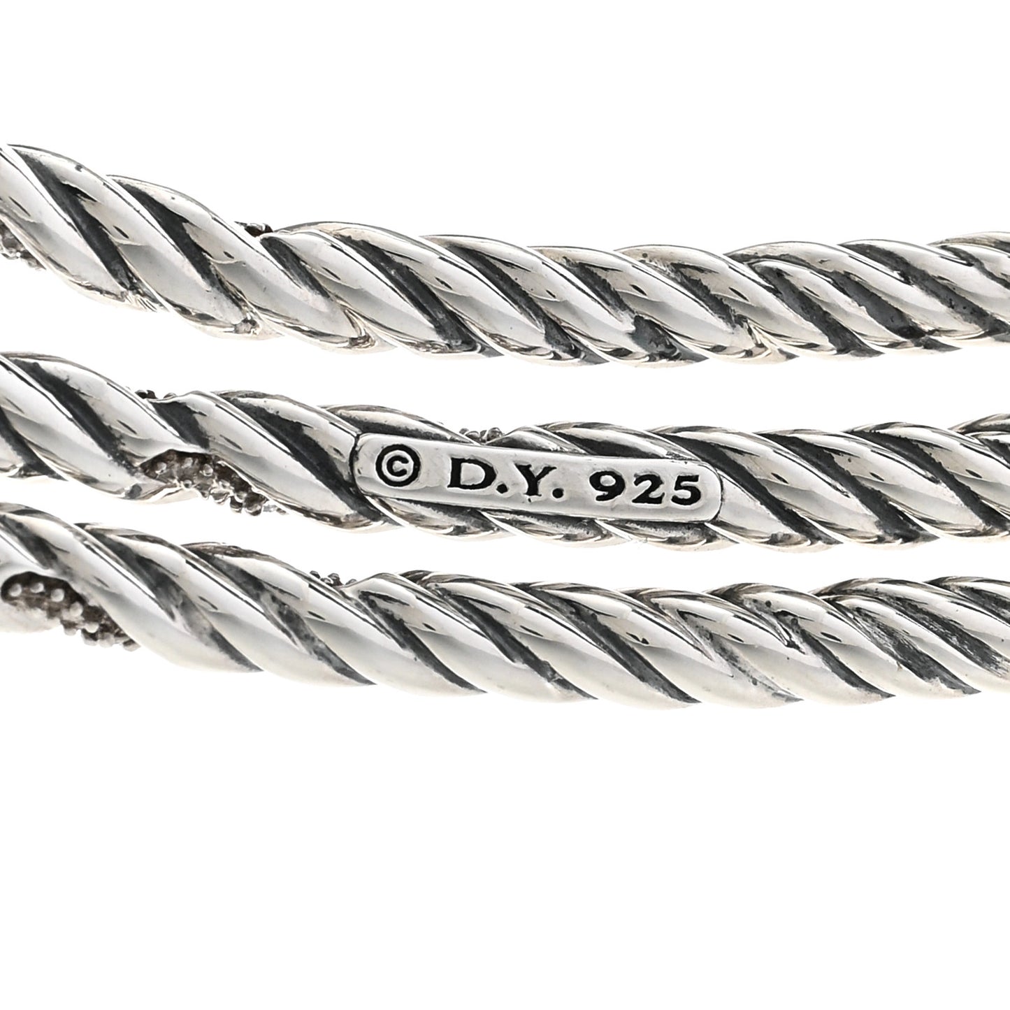 Sterling Silver Diamond 3-Row Open Willow Collar Necklace