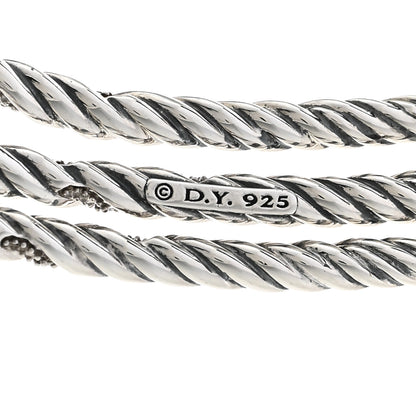 David Yurman Sterling Silver Diamond 3-Row Open Willow Collar Necklace 3 of 4