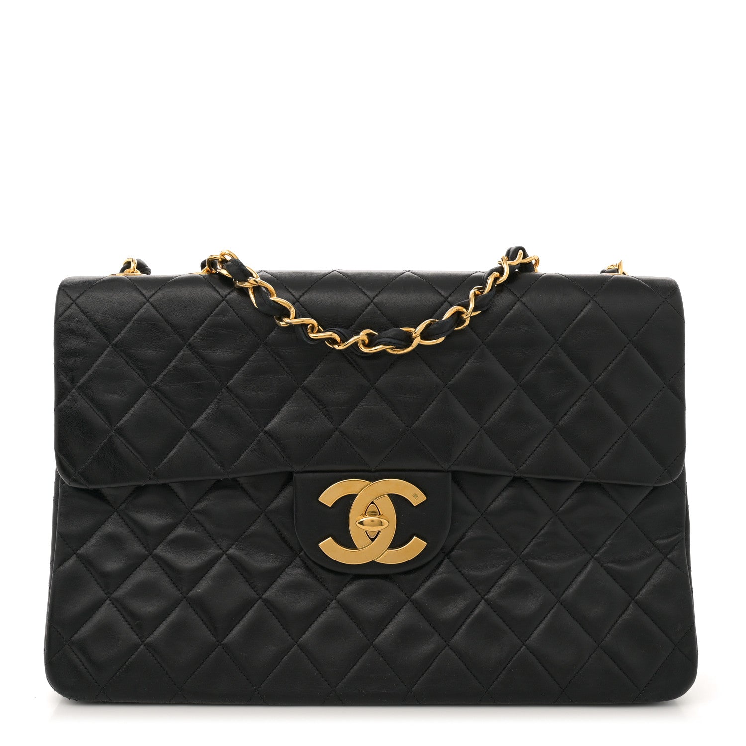 Chanel Lambskin Quilted XL Jumbo Single Flap Black 1 of 14