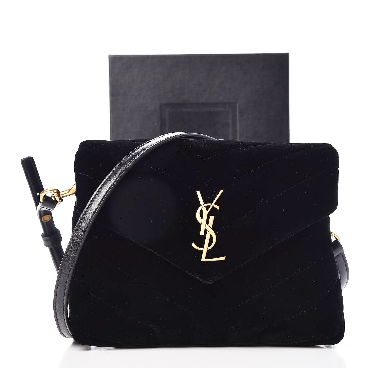 Velvet Y Quilted Monogram Toy Loulou Crossbody Bag Black