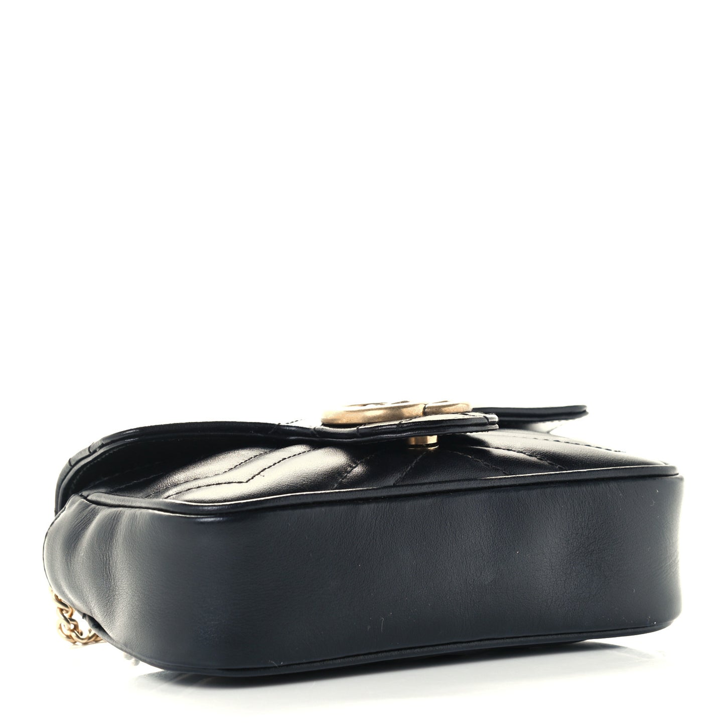 Calfskin Matelasse Super Mini GG Marmont Shoulder Bag Black