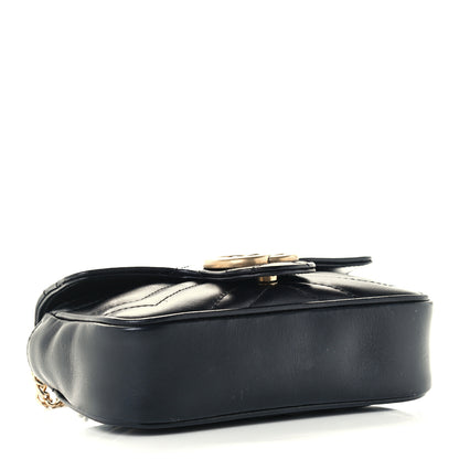 Gucci Calfskin Matelasse Super Mini GG Marmont Shoulder Bag Black 4 of 10