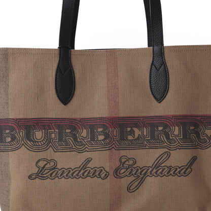 Burberry Coated Canvas Mega Check Medium Doodle Tote Black 9 of 9