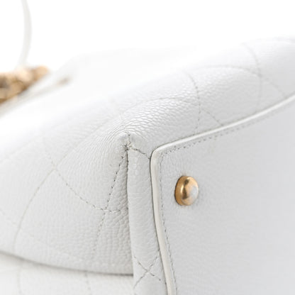 Chanel Grained Calfskin Stitched Small Drawstring Bag White 11 of 16