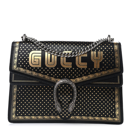 Gucci X SEGA Calfskin GUCCY Stars Medium Dionysus Shoulder Bag Black Gold 1 of 10