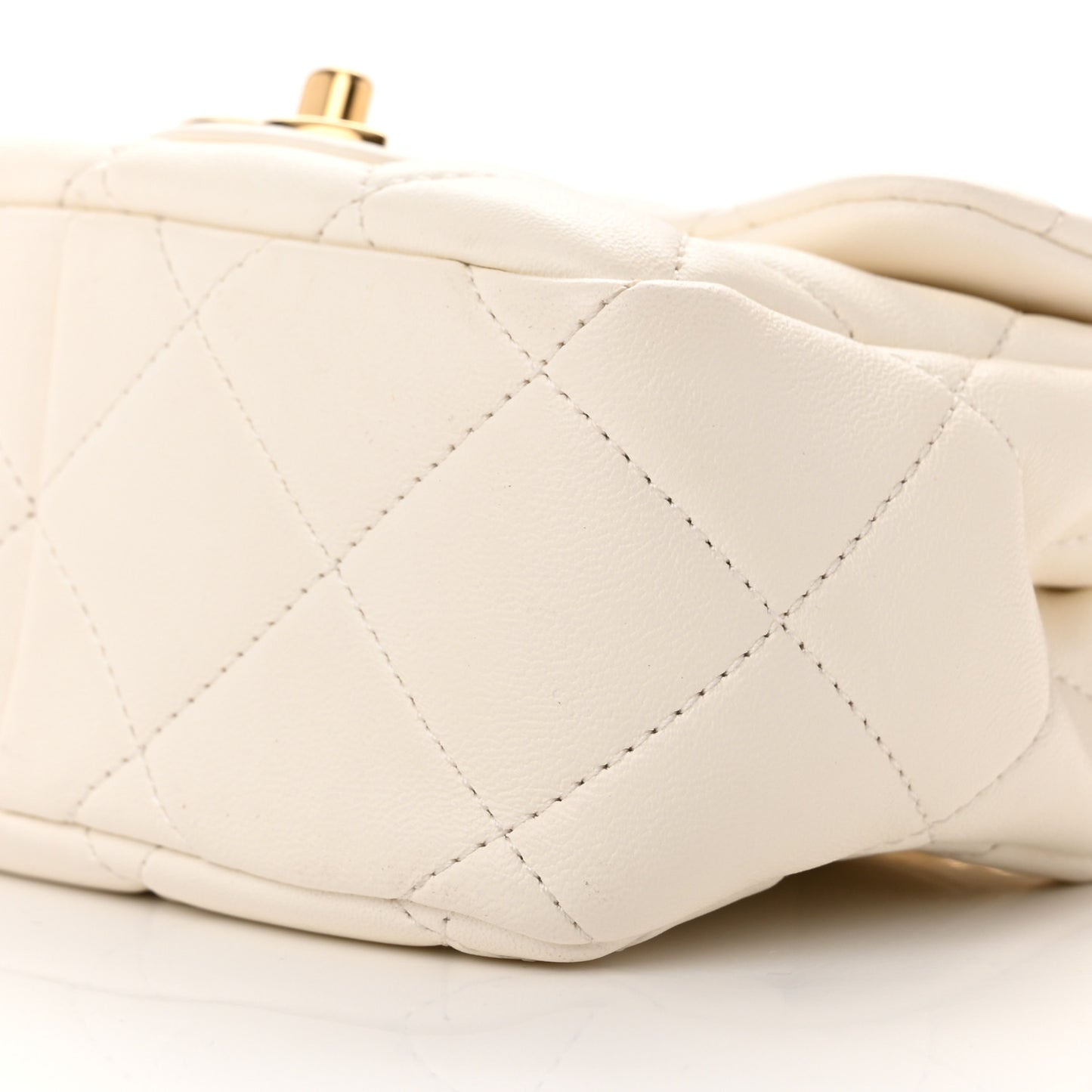 Lambskin Quilted Logo Mini Flap With Handle White