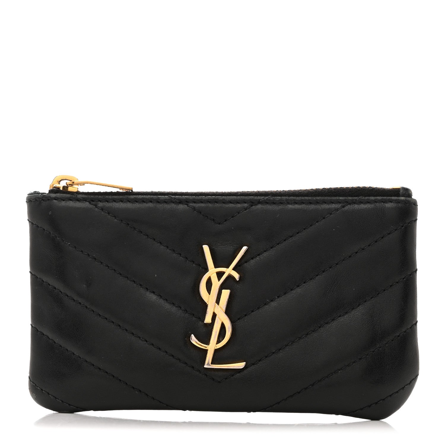 Saint Laurent Calfskin Matelasse Monogram Key Pouch Black 1 of 16
