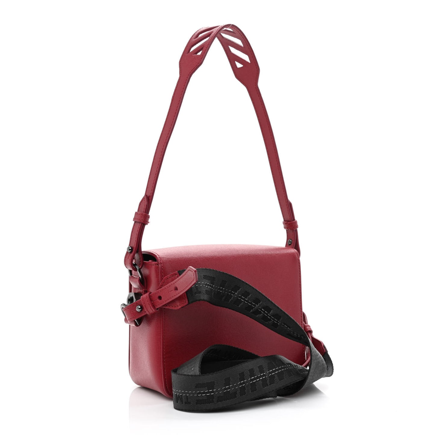 Saffiano Binder Clip Flap Shoulder Bag Red