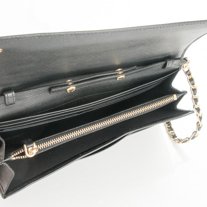 Prada Saffiano Metal Oro Chain Wallet Nero Black 5 of 7