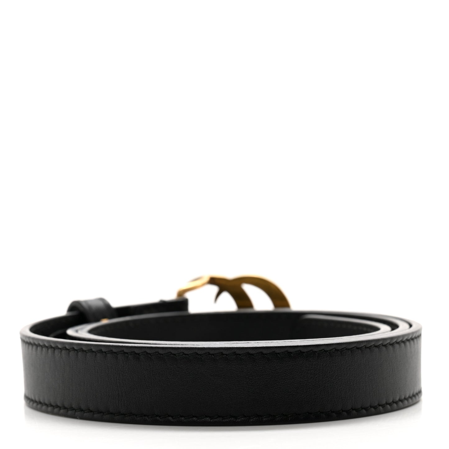 Calfskin Pearl Double G 20mm Belt 75 30 Black Cream