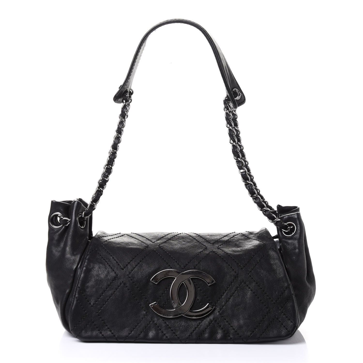 Chanel Calfskin Diamond Stitch Accordion Flap Black 1 of 5