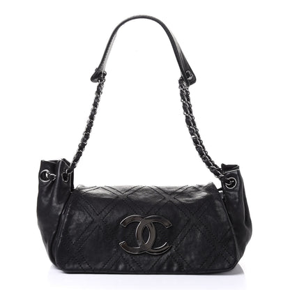 Chanel Calfskin Diamond Stitch Accordion Flap Black 1 of 5