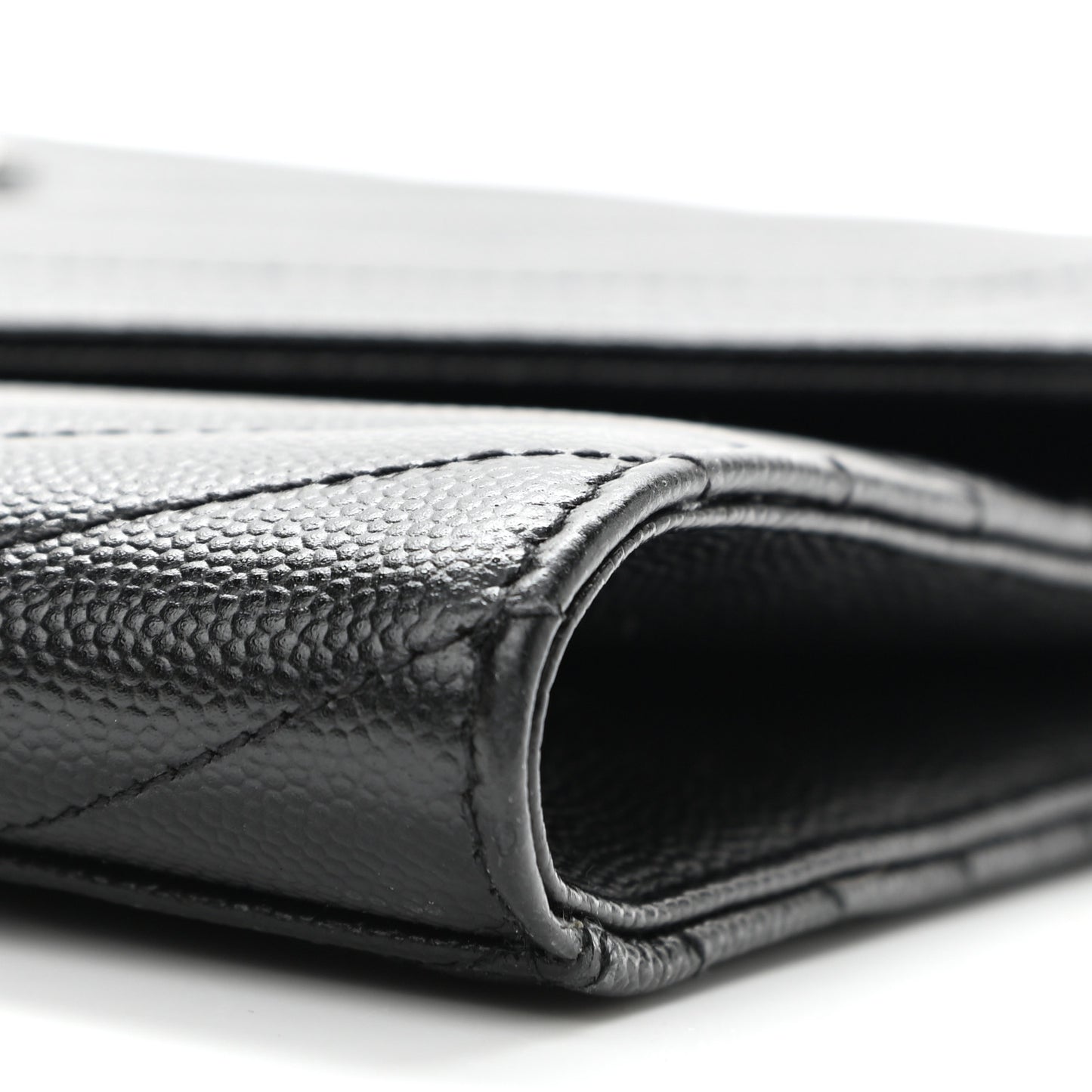 Grain De Poudre Matelasse Chevron Monogram Envelope Clutch Black
