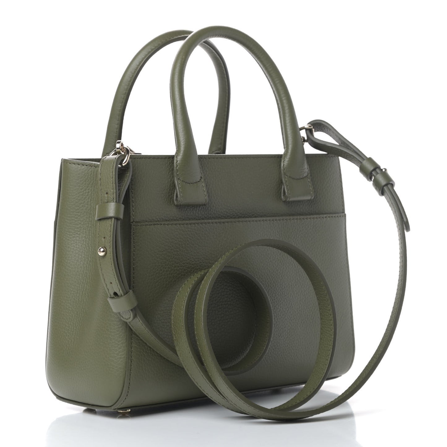 Grained Calfskin Mini Neo Executive Shopper Tote Khaki