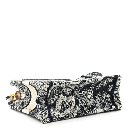 Christian Dior Canvas Embroidered Toile De Jouy Reverse Mini Book Tote With Strap Blue Multicolor 4 of 12