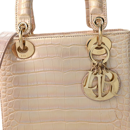 Christian Dior Metallic Alligator Small Lady Dior Rose 7 of 9