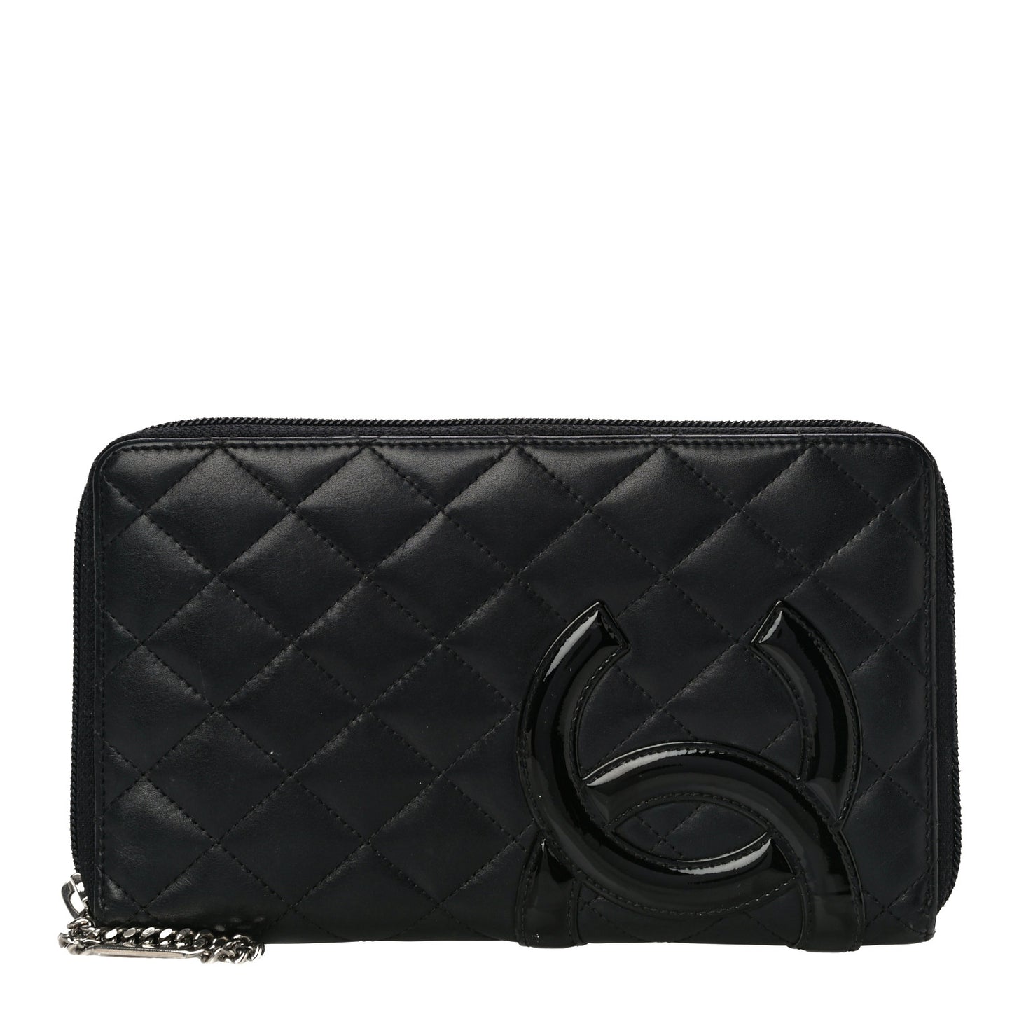 Calfskin Cambon Zip Around Organizer Wallet Black