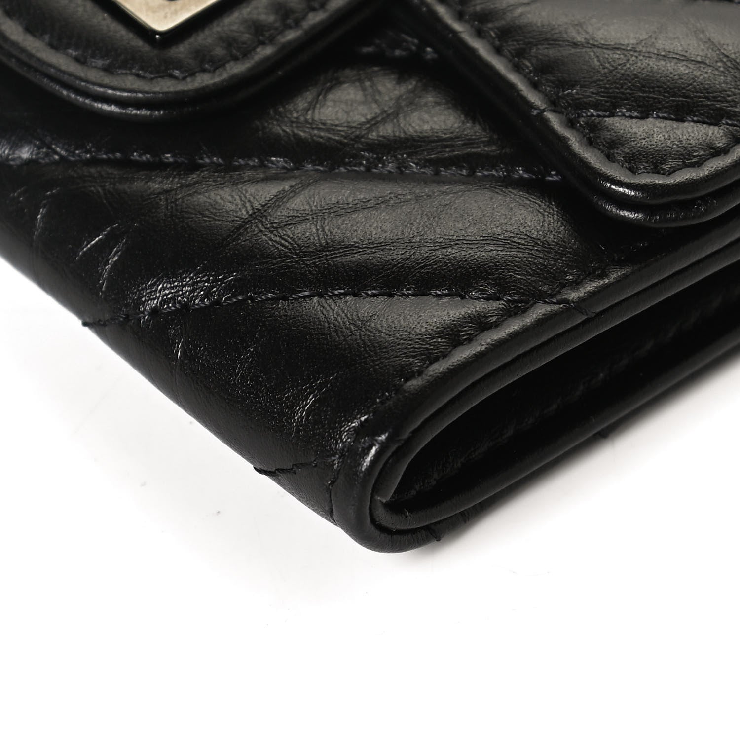 Chanel Aged Calfskin Chevron Quilted Reissue Flap Card Holder So Black 11 of 12