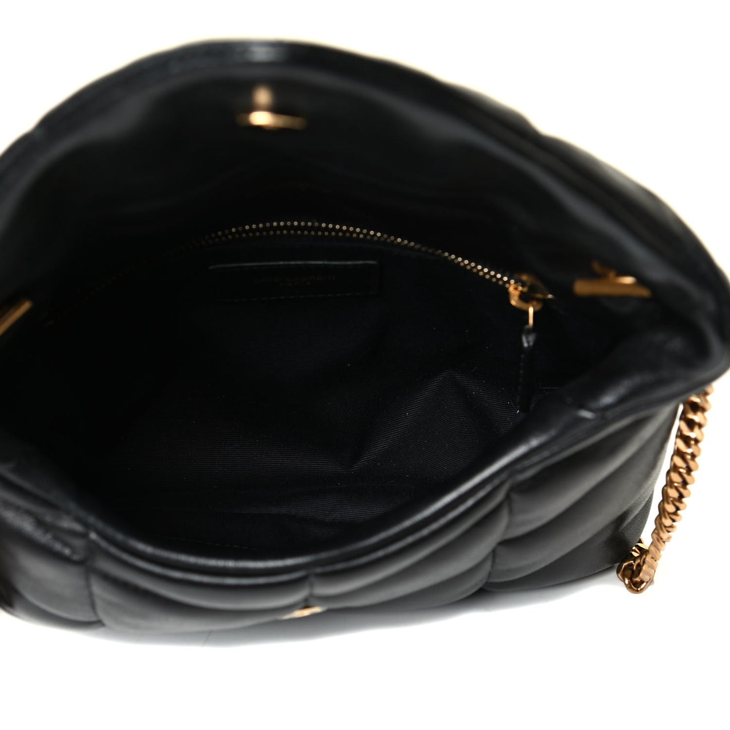 Lambskin Quilted Toy Loulou Puffer Monogram Chain Satchel Black