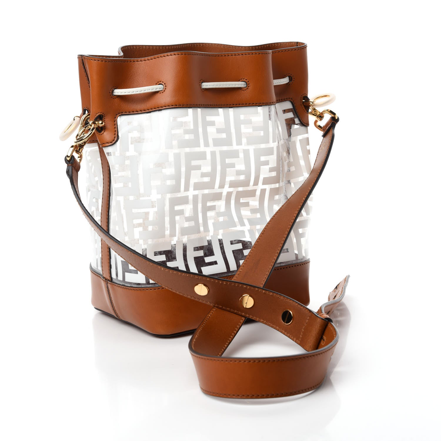 Fendi TPU FF Vitello Aura F is Fendi Grande Mon Tresor Bucket Bag White Cuoio 5 of 22