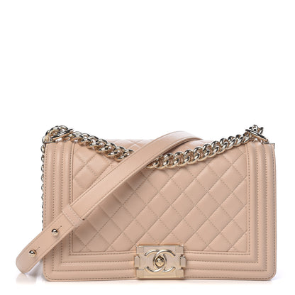 Chanel Lambskin Quilted Medium Boy Flap Light Beige 1 of 10