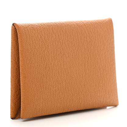 Hermes Chevre Mysore Verso Calvi Card Case Caramel Rose Sakura 3 of 7