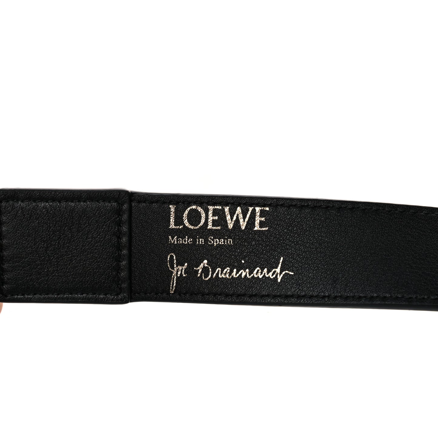 X JOE BRAINARD Calfskin Words Print Thin Strap Black