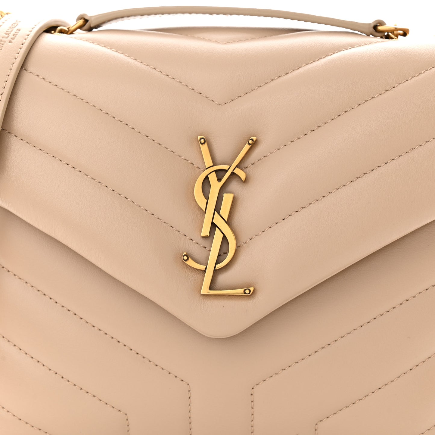 Calfskin Y Quilted Monogram Small Loulou Chain Satchel Dark Beige