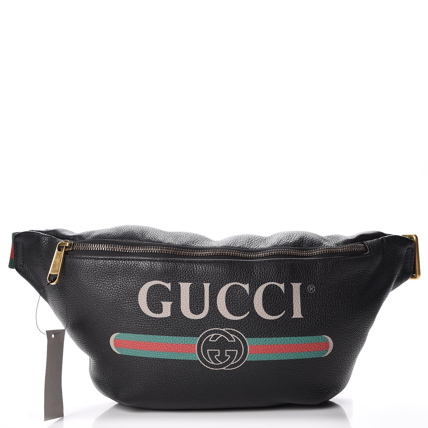 Gucci Grained Calfskin Logo Belt Bag Black 1 of 7