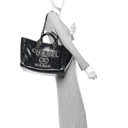 Chanel Calfskin Tweed Medium Deauville Tote Black Multicolor 2 of 13