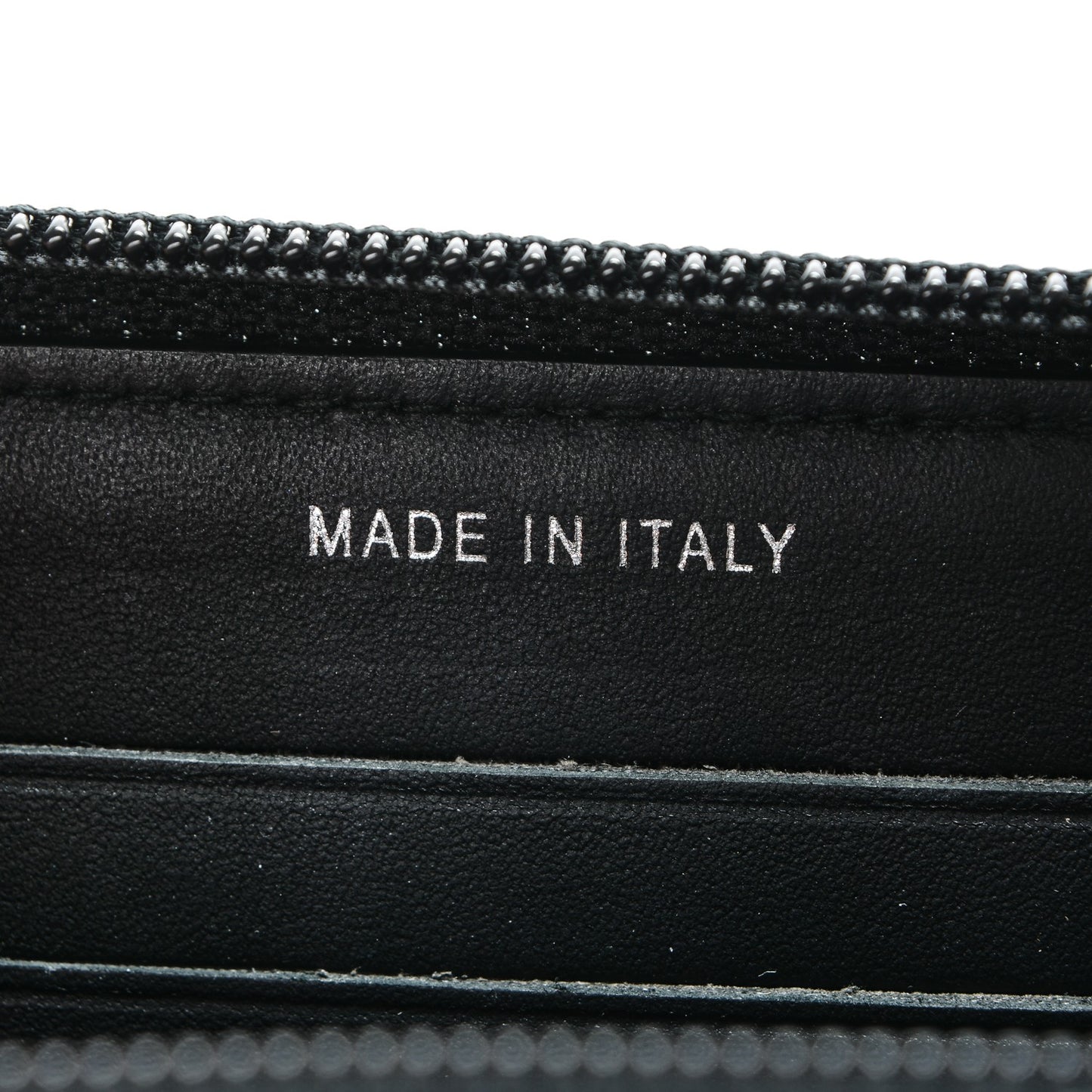 Calfskin Painted Chevron Embossed Small Boy Zip Wallet Black